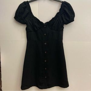 Forever 21 new puff sleeves little black dress size small buttons down the front